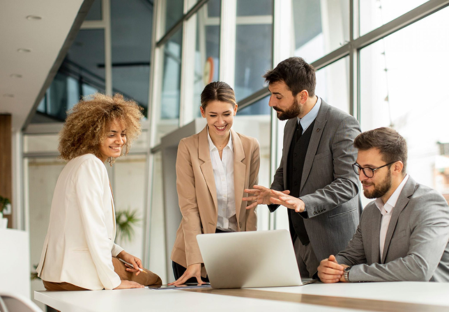Team collaborating on a project